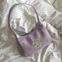 Vintage Lucky Clover Embroidered Suede Crossbody Bag Shoulder Bag - Image 10