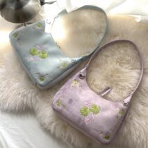 Vintage Lucky Clover Embroidered Suede Crossbody Bag Shoulder Bag - Image 8