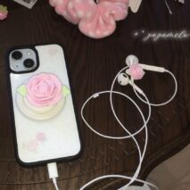 Pink Rose Magnetic Phone Grip Stand | Kawaii Earbud Charm Set – view 3