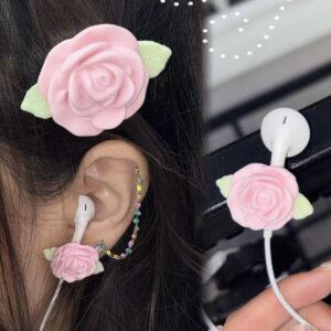 Pink Rose Magnetic Phone Grip Stand | Kawaii Earbud Charm Set – view 7