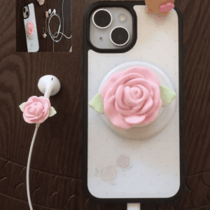 Pink Rose Magnetic Phone Grip Stand | Kawaii Earbud Charm Set – view 9
