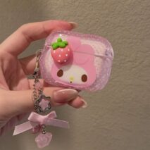 Kawaii My Melody Strawberry AirPods Earphone Case With Charm - view 5