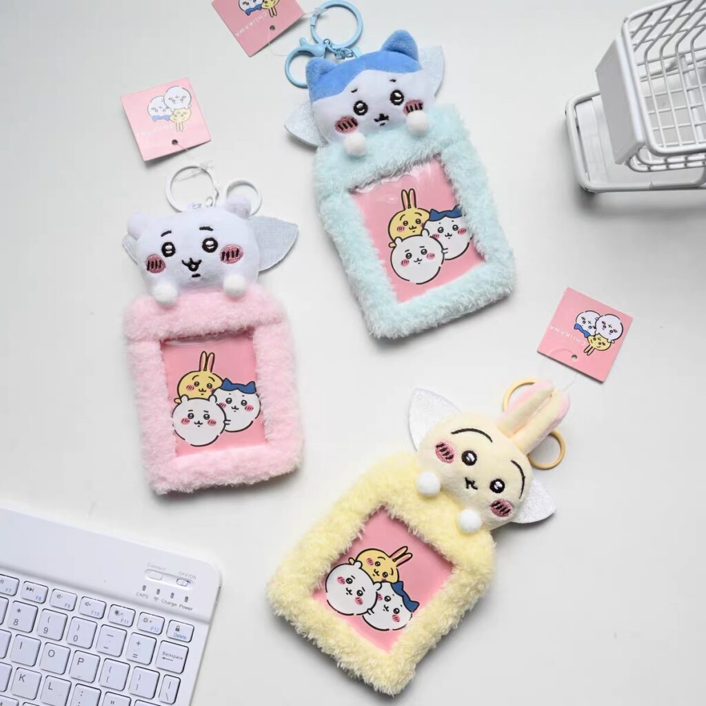 Kawaii Chiikawa Plush Keychain Photocard Holder
