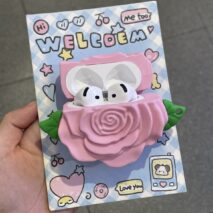 Cute Pink Rose Earphone AirPods Case - Image 2