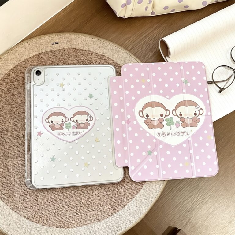Cute Monkey Heart Polka Dot iPad Case