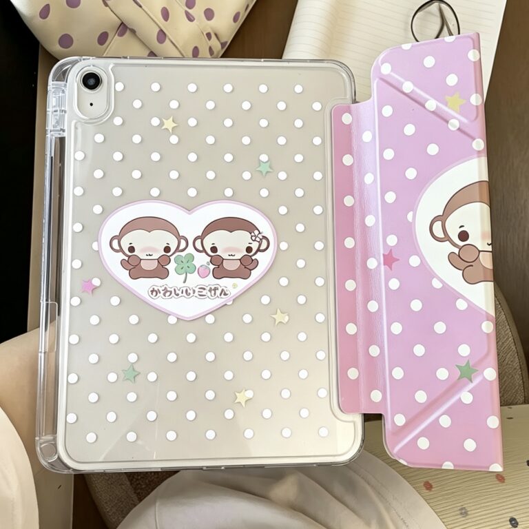 Cute Monkey Heart Polka Dot iPad Case - view 2