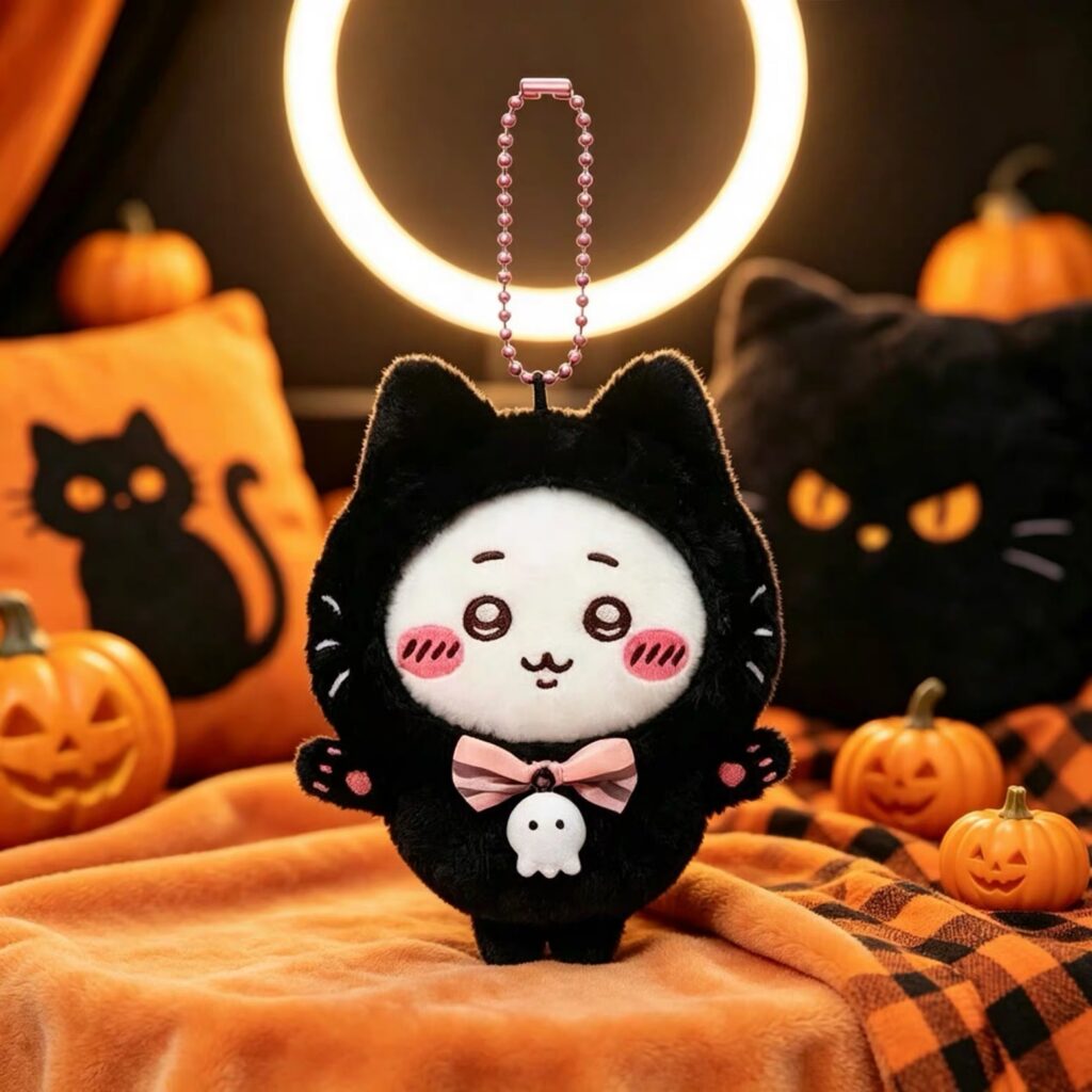 Adorable Chiikawa Halloween Black Cat Plush Keychain - view 2