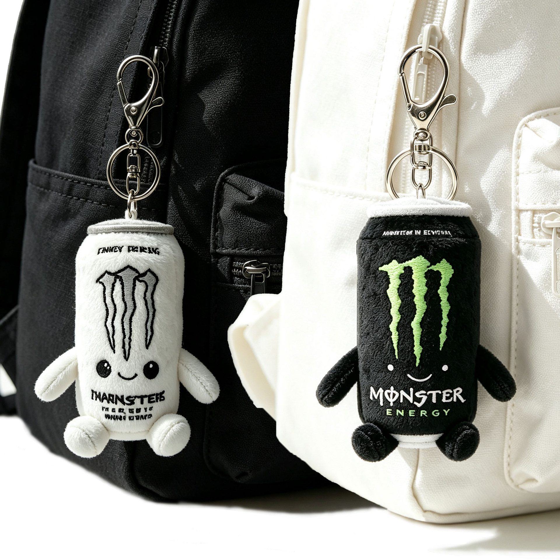 Cute Monster Energy Drink Can Plush Keychain
