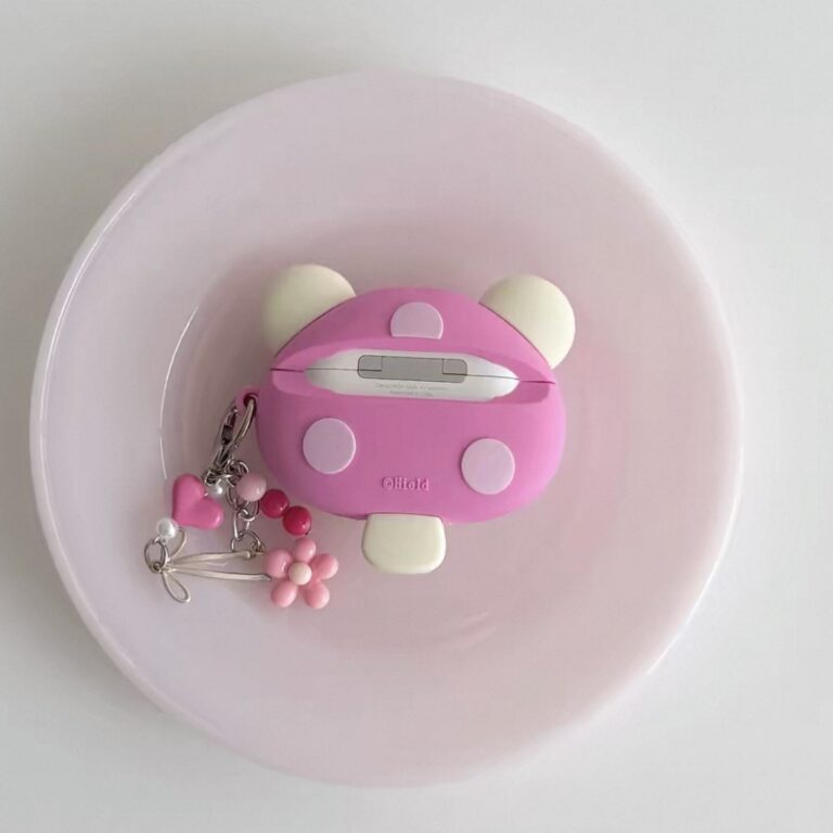 Pink Korilakkuma Mushroom AirPods Case with Charm - view 2