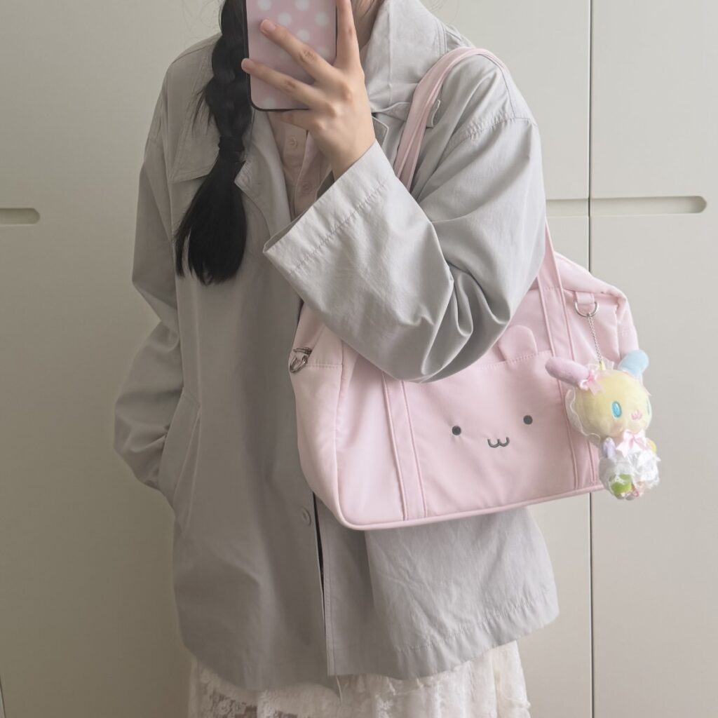 Kawaii Pink Bunny Face Kpop Ita Tote Bag - view 2