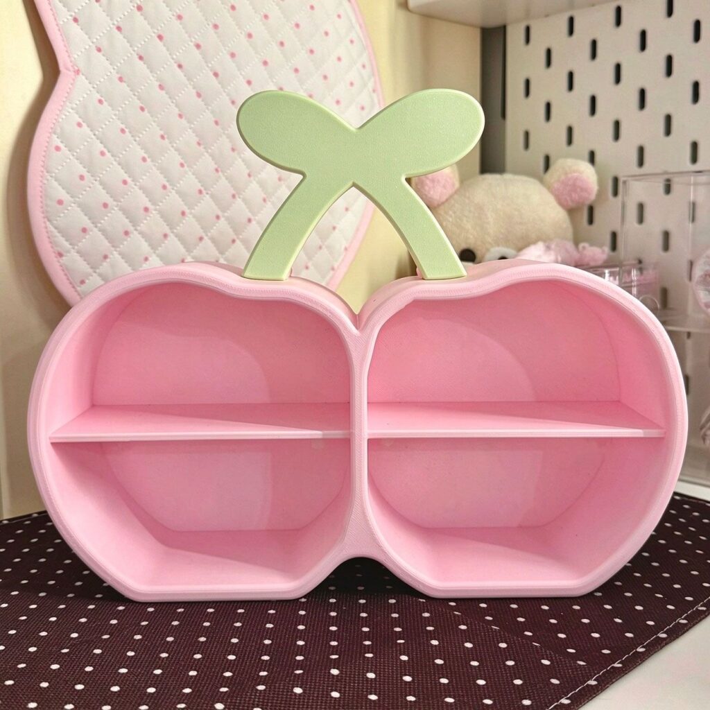 Kawaii Cherry Organizer Shelf – Pink Mini Plush Display Case - view 2
