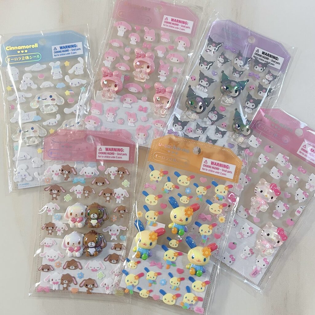 Cute Kuromi My Melody Hello Kitty Cinnamoroll 3D Stickers