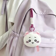 Kawaii Chiikawa Bowknot Plush Keychain - Image 3