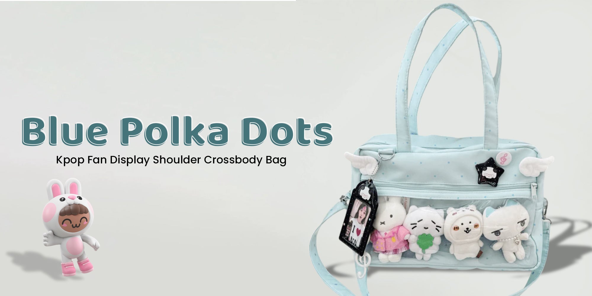 K-pop Fans Gift Guide: Accessories They’ll Actually Love Blue Polka Dots Kpop Fan Display Shoulder Crossbody Bag
